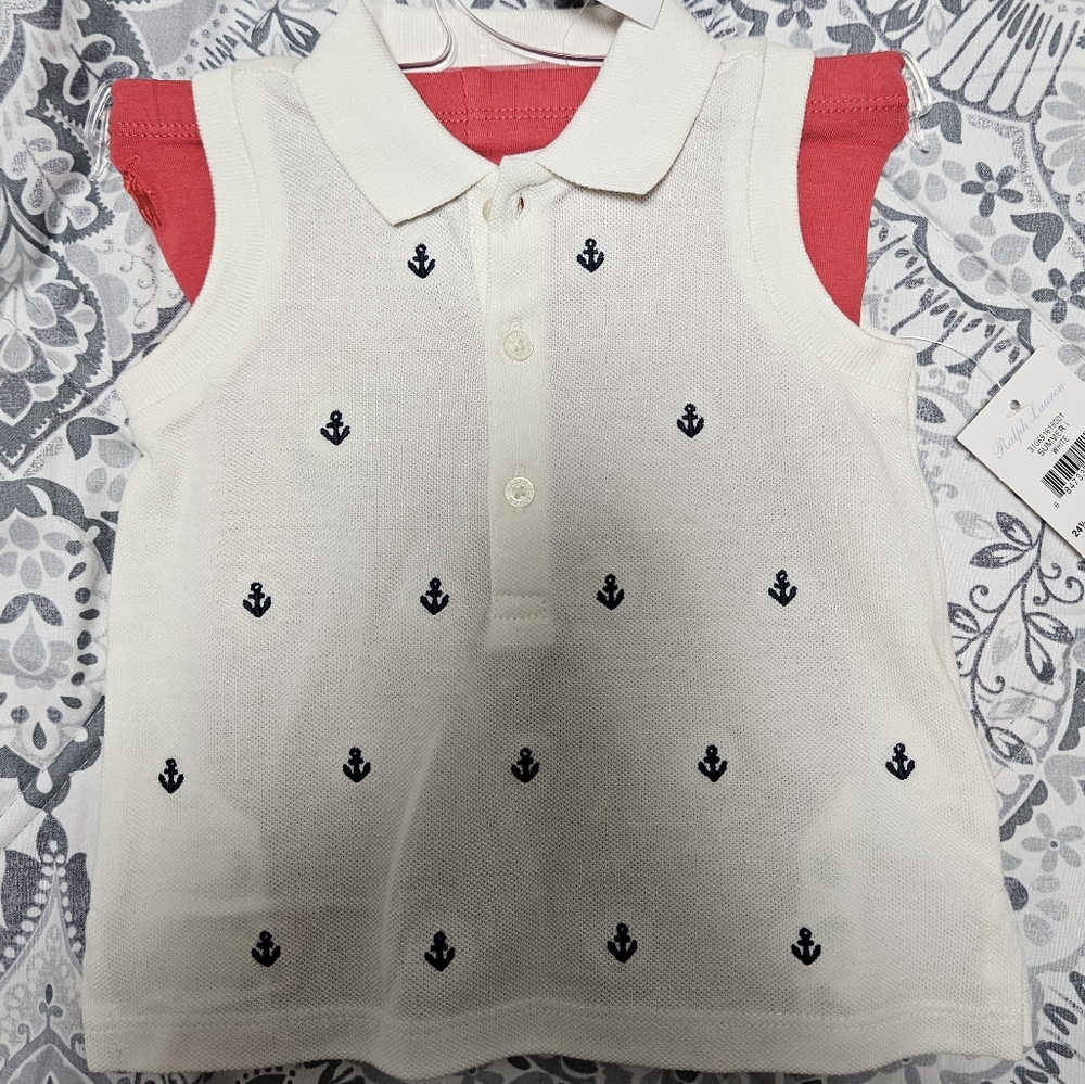 Ralph Lauren Polo 2 Piece Top & Pants Set  Baby Girl Size 6M NWT
